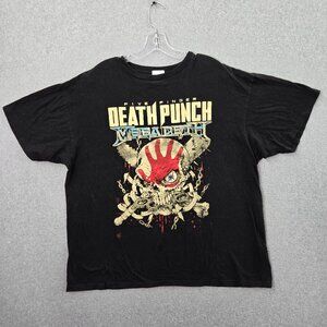 Five Finger‎ Death Punch Megadeath Men Shirt 2XL Black Fire From The Gods Tour